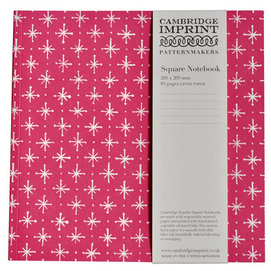 Square Notebook with Lined Paper in Large Stars Magenta